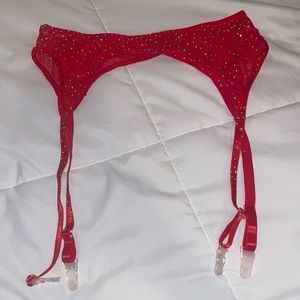 Sexy red rhinestone✨ lingerie garter with straps romance date night twin peaks